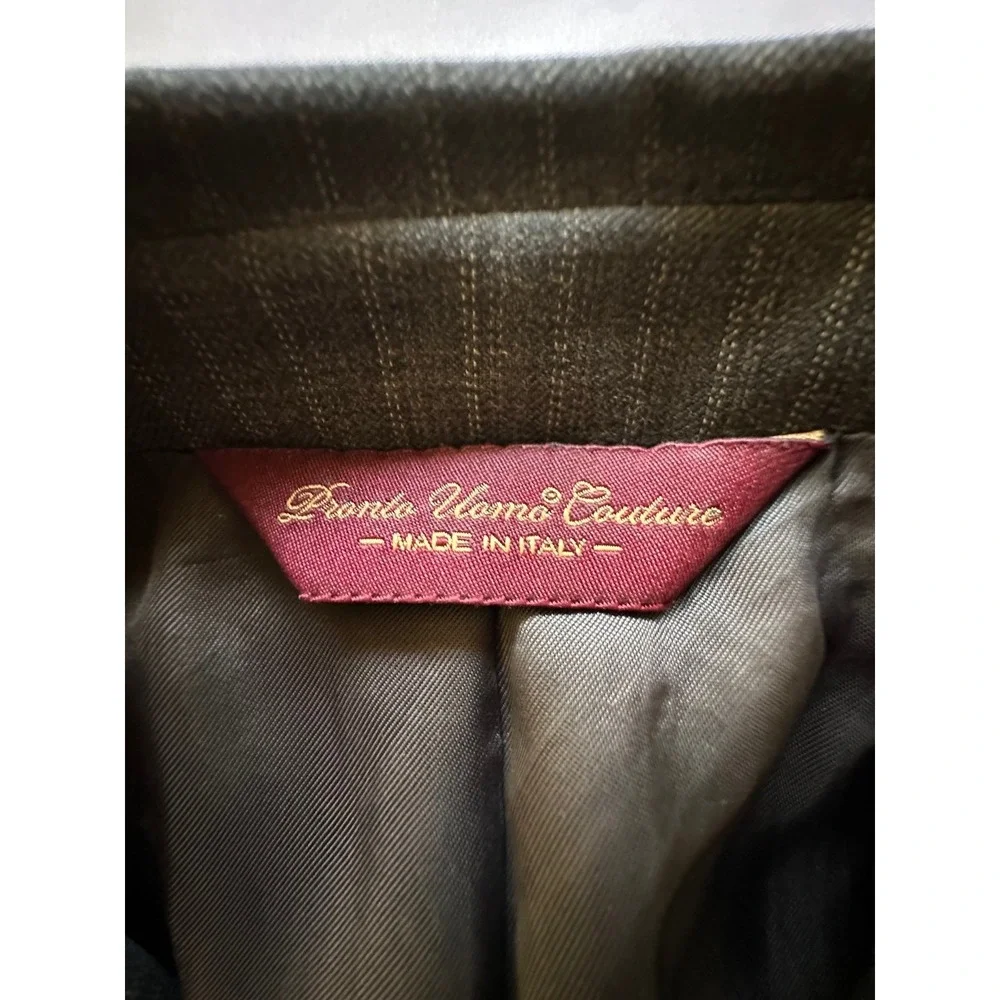 Pronto Uomo Couture Blazer Grey Pinstripe Lessona Super 100s Wool Italy 38 Short